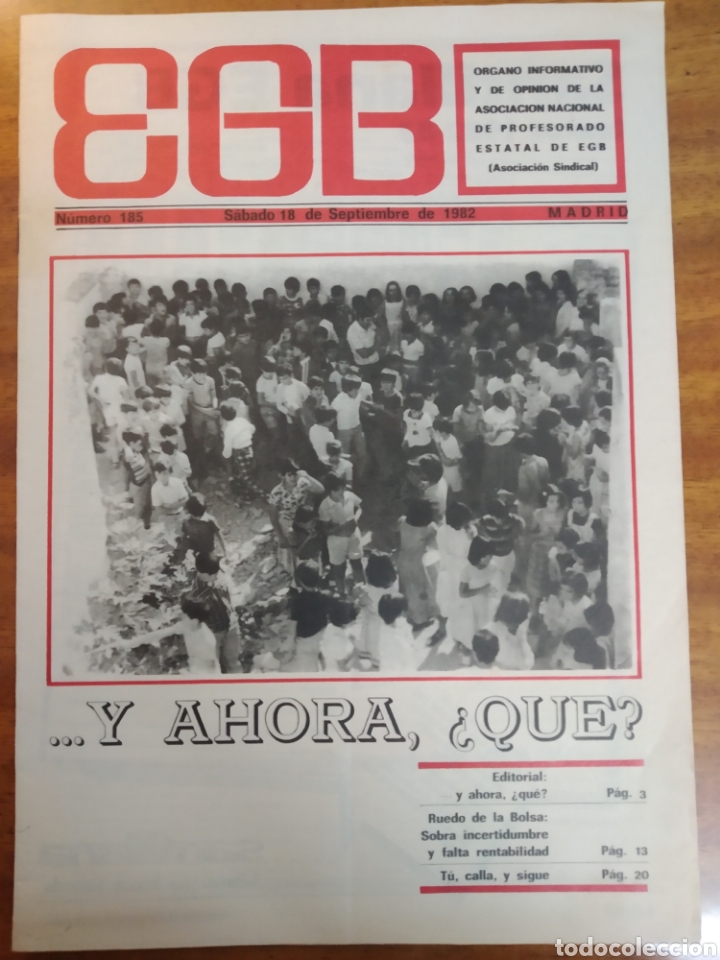Coleccionismo de Revistas y Peri&oacute;dicos: REVISTA EGB. N&Uacute;MERO 185. SEPTIEMBRE 1982. MADRID.