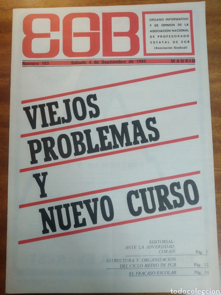Coleccionismo de Revistas y Peri&oacute;dicos: REVISTA EGB. N&Uacute;MERO 183. SEPTIEMBRE 1982. MADRID.