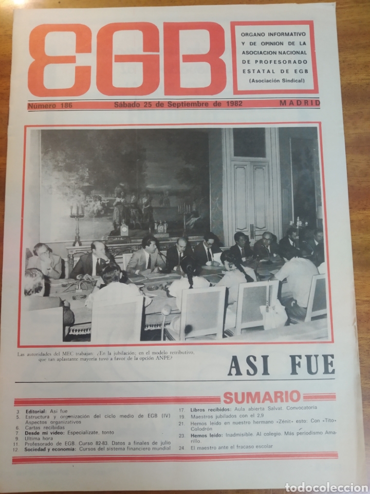 Coleccionismo de Revistas y Peri&oacute;dicos: REVISTA EGB. N&Uacute;MERO 186. SEPTIEMBRE 1982. MADRID.