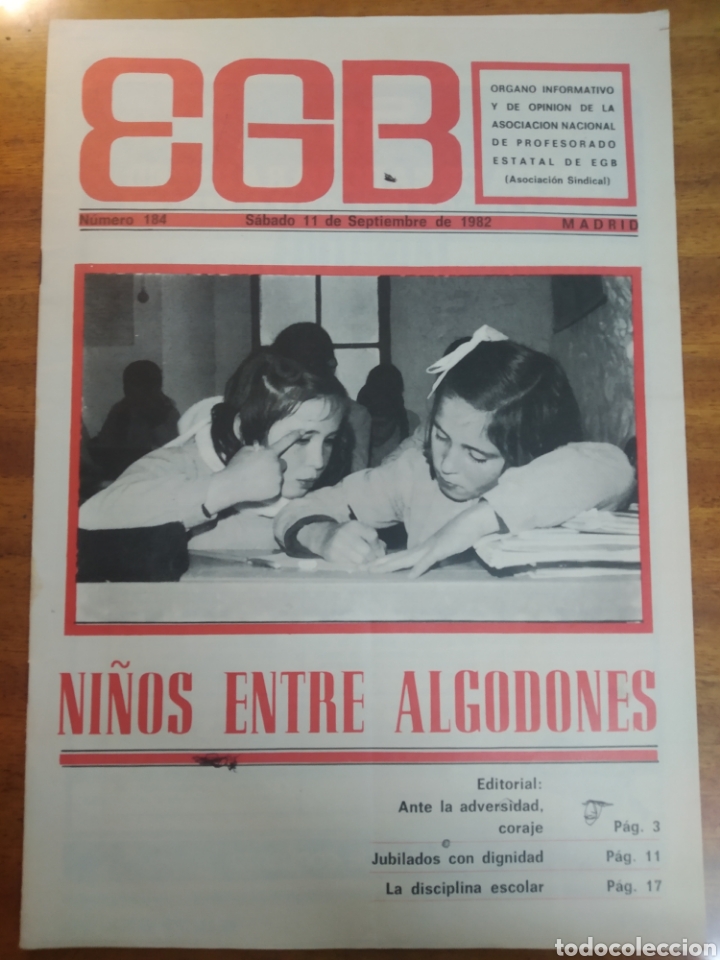 Coleccionismo de Revistas y Peri&oacute;dicos: REVISTA EGB. N&Uacute;MERO 184. SEPTIEMBRE 1982. MADRID.