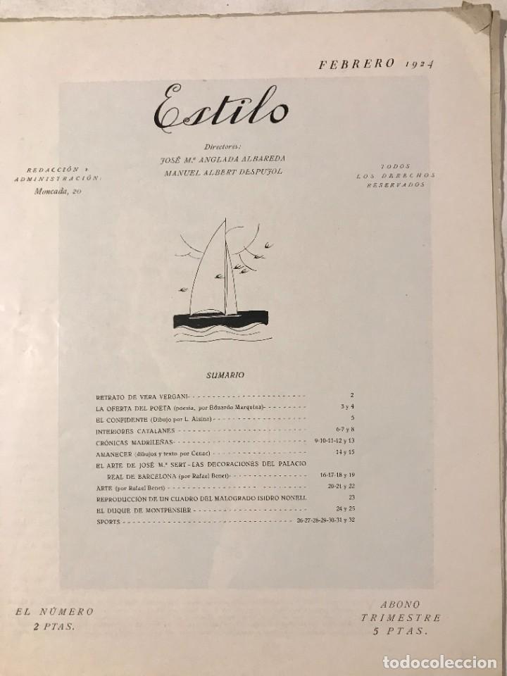 Coleccionismo de Revistas y Peri&oacute;dicos: REVISTA ESTILO FEBRERO 1924. SOCIEDAD ,ARTE LITERATURA MODAS , SPORT EDUARDO MARQUINA