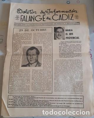Coleccionismo de revistas y peri&oacute;dicos: BOLET&Iacute;N DE INFORMACI&Oacute;N DE LA FALANGE DE C&Aacute;DIZ, NO FIGURA N&Uacute;MERO NI A&Ntilde;O