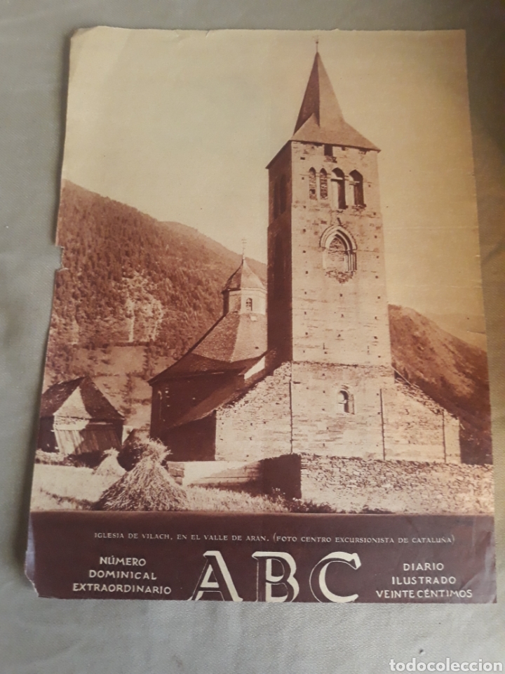 Coleccionismo de Revistas y Peri&oacute;dicos: IGLESIA DE VILACH , VALLE DE ARAN . PORTADA ABC DEL 13 DE JUNIO DE 1931 .mide 31 x 22 cm
