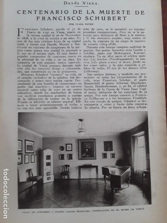 Collezionismo di Riviste e Giornali: CENTENARIO MUERTE SCHUBERT COMPOSITOR / CONDE ZEPPELIN DIRIGIBLE / SALON ADELIA DE ACEVEDO 1928