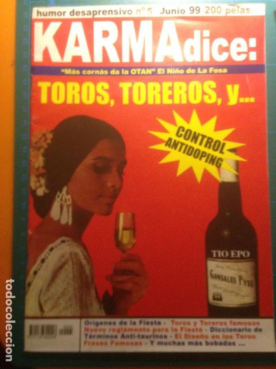 Coleccionismo de revistas y peri&oacute;dicos: KARMA DICE - HUMOR DESAPRENSIVO N&ordm; 5 JUNIO 99 - TOROS, TOREROS Y CONTROL ANTIDOPING