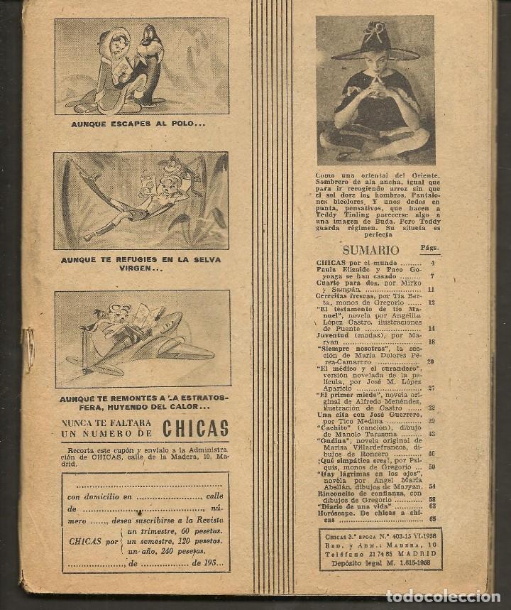 Coleccionismo de revistas y peri&oacute;dicos: REVISTA CHICAS. N&ordm; 403. CINE:EL M&Eacute;DICO Y EL CURANDERO. VITTORIO DE SICA/PAQUITA RICO/GARCIA BUSTO(*)