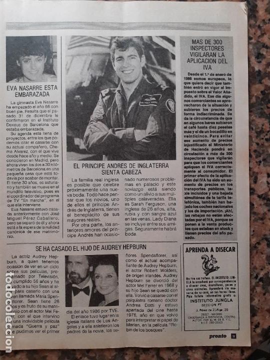 Coleccionismo de Revistas y Peri&oacute;dicos: AUDREY HEPBURN EVA NASARRE EL PRINCIPE ANDRES