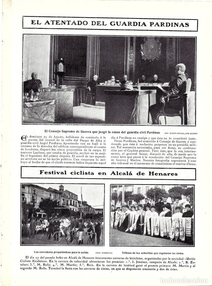 Coleccionismo de Revistas y Peri&oacute;dicos: 1907 HOJA REVISTA MADRID ALCAL&Aacute; DE HENARES CICLISMO CARRERA CICLISTA BICICLETAS TRIBUNA SE&Ntilde;ORITAS