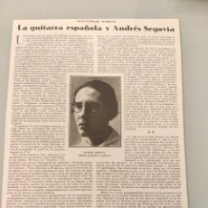 Colecionismo de Revistas e Jornais: HOJA REVISTA ORIGINAL CIRCA 1915. LA GUITARRA ESPAÑOLA Y ANDRÉS SEGOVIA. Lote 221752316