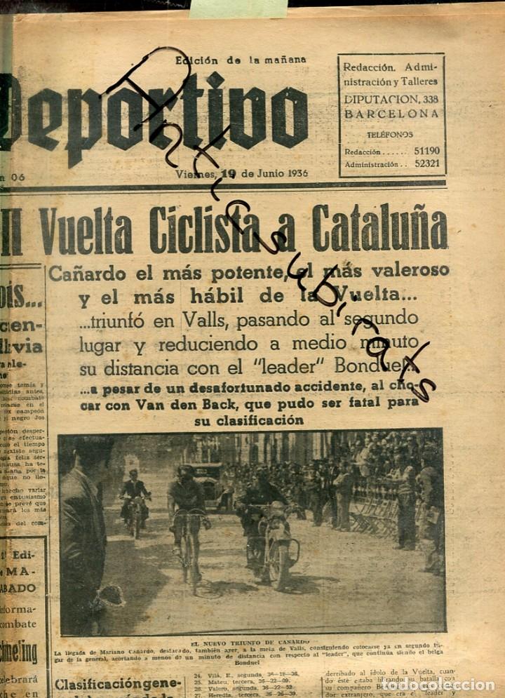 Coleccionismo de revistas y peri&oacute;dicos: MUNDO DEPORTIVO A&Ntilde;O 1936 XVIII VUELTA CICLISTA CATALU&Ntilde;A VALLS CA&Ntilde;ARDO IZQUIERDO ORBEA CARRERA GALGOS