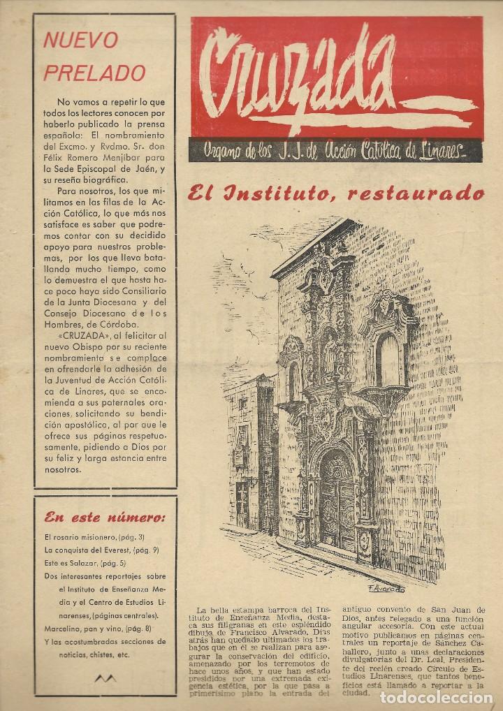 Collectionnisme de Revues et Journaux: RARISIMO SUPLEMENTO CRUZADA, ORGANO DE LOS J.J. ACCI&Oacute;N CAT&Oacute;LICA DE LINARES, N&ordm; 20, ENERO 1954