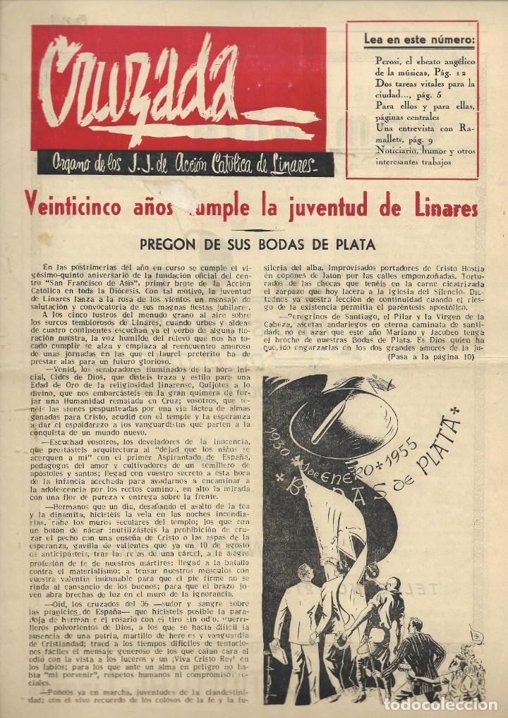 Collectionnisme de Revues et Journaux: RARISIMO SUPLEMENTO CRUZADA, ORGANO DE LOS J.J. ACCI&Oacute;N CAT&Oacute;LICA DE LINARES, N&ordm; 21, ENERO 1954