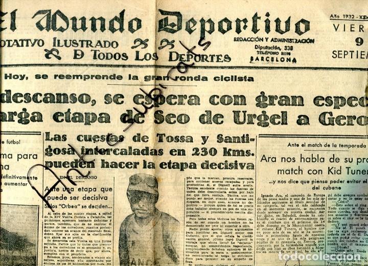 Coleccionismo de Revistas y Peri&oacute;dicos: MUNDO DEPORTIVO A&Ntilde;O 1932 XIV VUELTA CICLISTA CATALU&Ntilde;A SEU D' URGELL ORBEA KID TUNERO