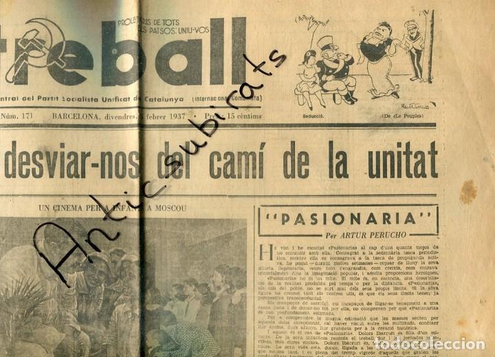 Sammeln von Zeitschriften und Zeitungen: PERIODICO COMUNISTA CATALAN TREBALL A&Ntilde;O 1937 GUERRA CIVIL PASIONARIA CHISTE VI&Ntilde;ETA HITLER