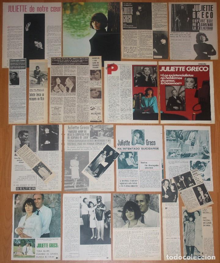 Sammeln von Zeitschriften und Zeitungen: JULIETTE GRECO lote prensa clippings 1960s/80s magazine articles photos french singer existencialism