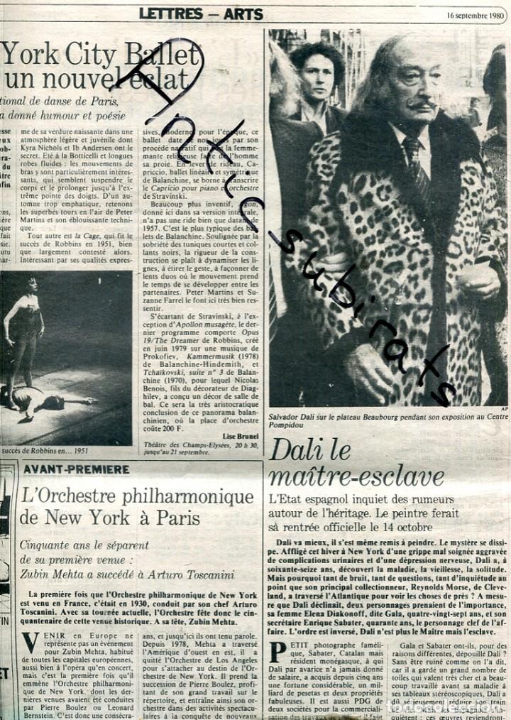 Collection Magazines and Newspapers: PERIODICO FRANC&Eacute;S A&Ntilde;O 1980 LE MATIN SALVADOR DALI AL CENTRE POMPIDOU EL ESTADO NERVIOSO POR HERENCIA