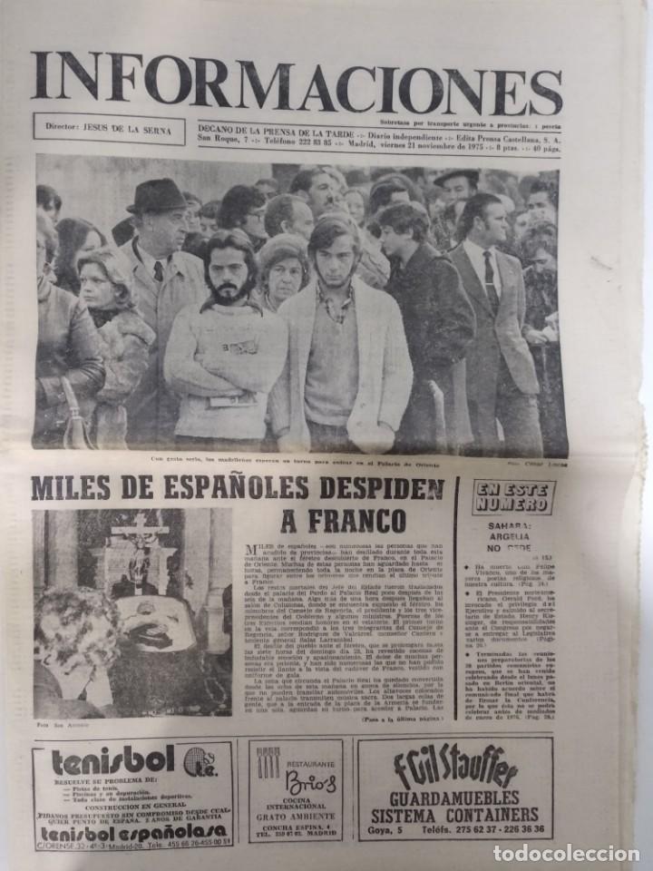 Collezionismo di Riviste e Giornali: Informaciones. 21 Noviembre 1975