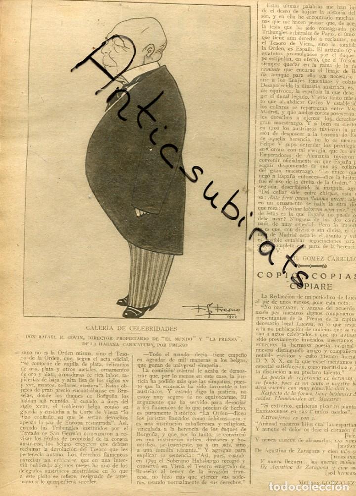 Coleccionismo de Revistas y Peri&oacute;dicos: ABC A&Ntilde;O 1923 CARICATURA DE RAFAEL GOVIN PROPIETARIO DE EL MUNDO CASTILLO DE JATIVA SETABENSE BERNISA