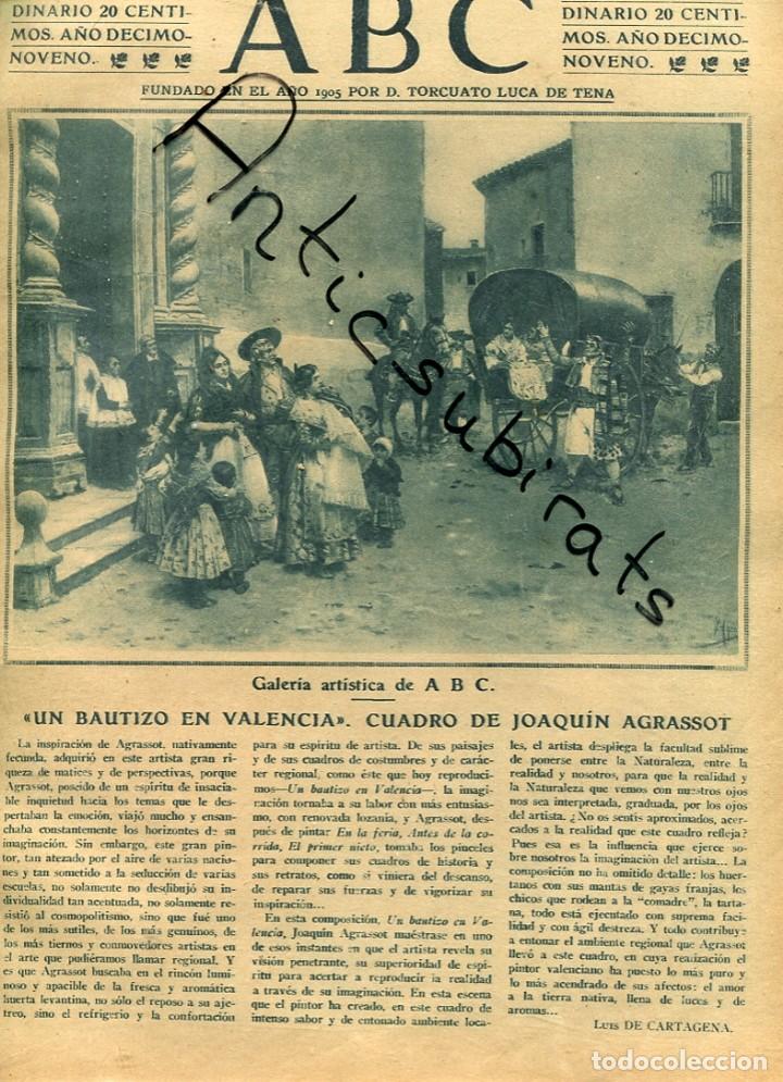Coleccionismo de Revistas y Peri&oacute;dicos: ABC A&Ntilde;O 1923 BAUTIZO TRAJE TIPICO DE VALENCIA AGRASSOT MARTINEZ MONTA&Ntilde;ES JACINTO BENAVENTE EN MEJICO