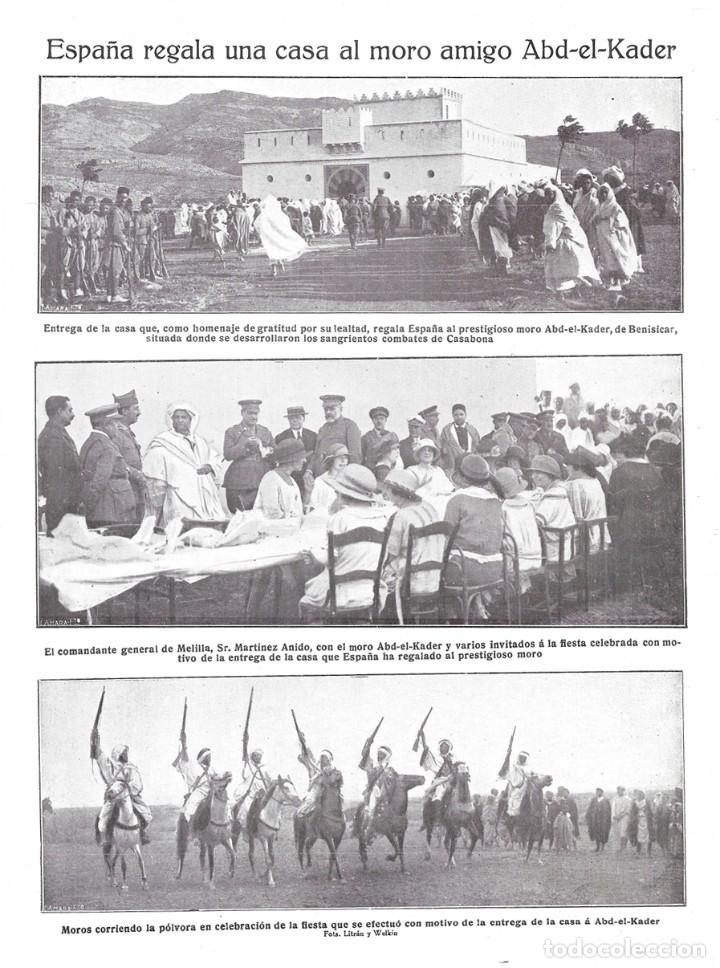 Coleccionismo de Revistas y Peri&oacute;dicos: 1923 HOJA REVISTA MARRUECOS BENISACAR ESPA&Ntilde;A REGALA CASA AL MORO AMIGO ABD-EL-KADER FIESTA A CABALLO