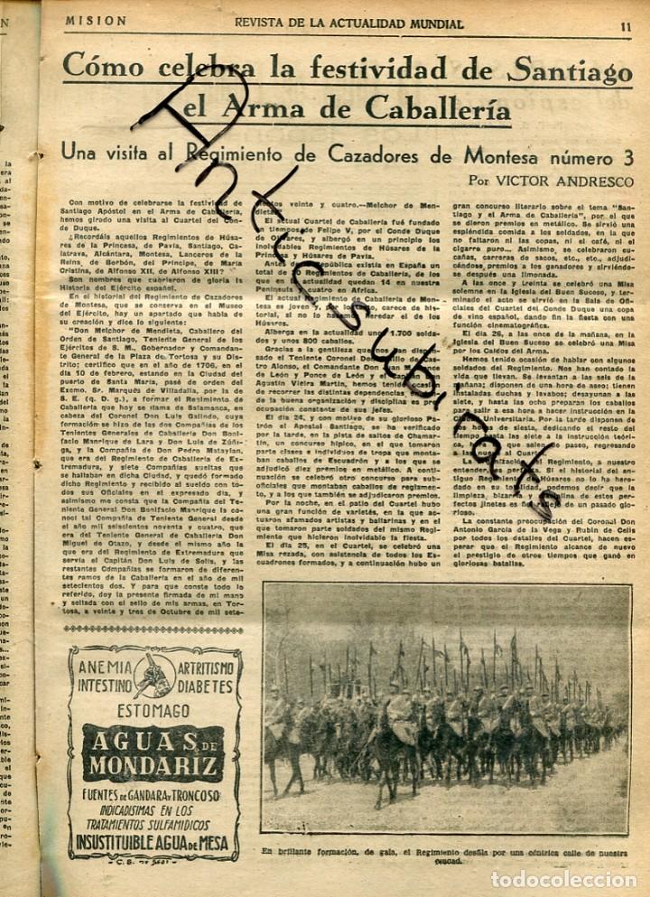 Coleccionismo de Revistas y Peri&oacute;dicos: REVISTA A&Ntilde;O 1945 ORDEN MILITAR LA FIESTA DE SANTIAGO EN EL REGIMIENTO DE CAZADORES DE MONTESA