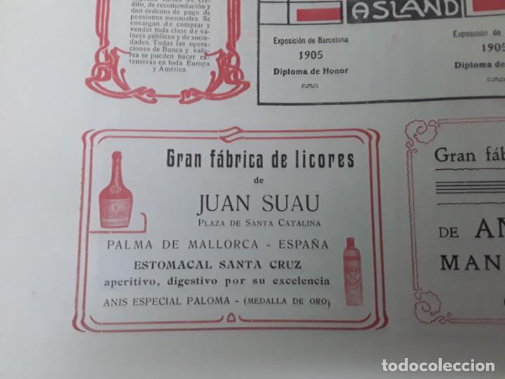 Coleccionismo de revistas y peri&oacute;dicos: FABRICA LICORES JUAN SUAU ESTOMACAL SANTA CRUZ ANIS ESPECIAL PALOMA PALMA MALLORCA HOJA A&Ntilde;O 1906