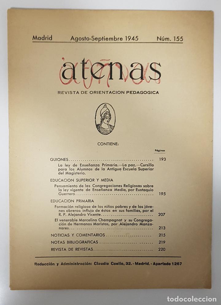 Collection Magazines and Newspapers: 1945. ATENAS. REVISTA DE ORIENTACION PEDAGOGICA. N&ordm; 155 agosto-septiembre (Hermanos Maristas)