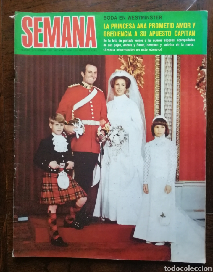 Coleccionismo de Revistas y Peri&oacute;dicos: REVISTA SEMANA. 1973, BODA ANA DE INGLATERRA. ENVIO INCLUIDO.