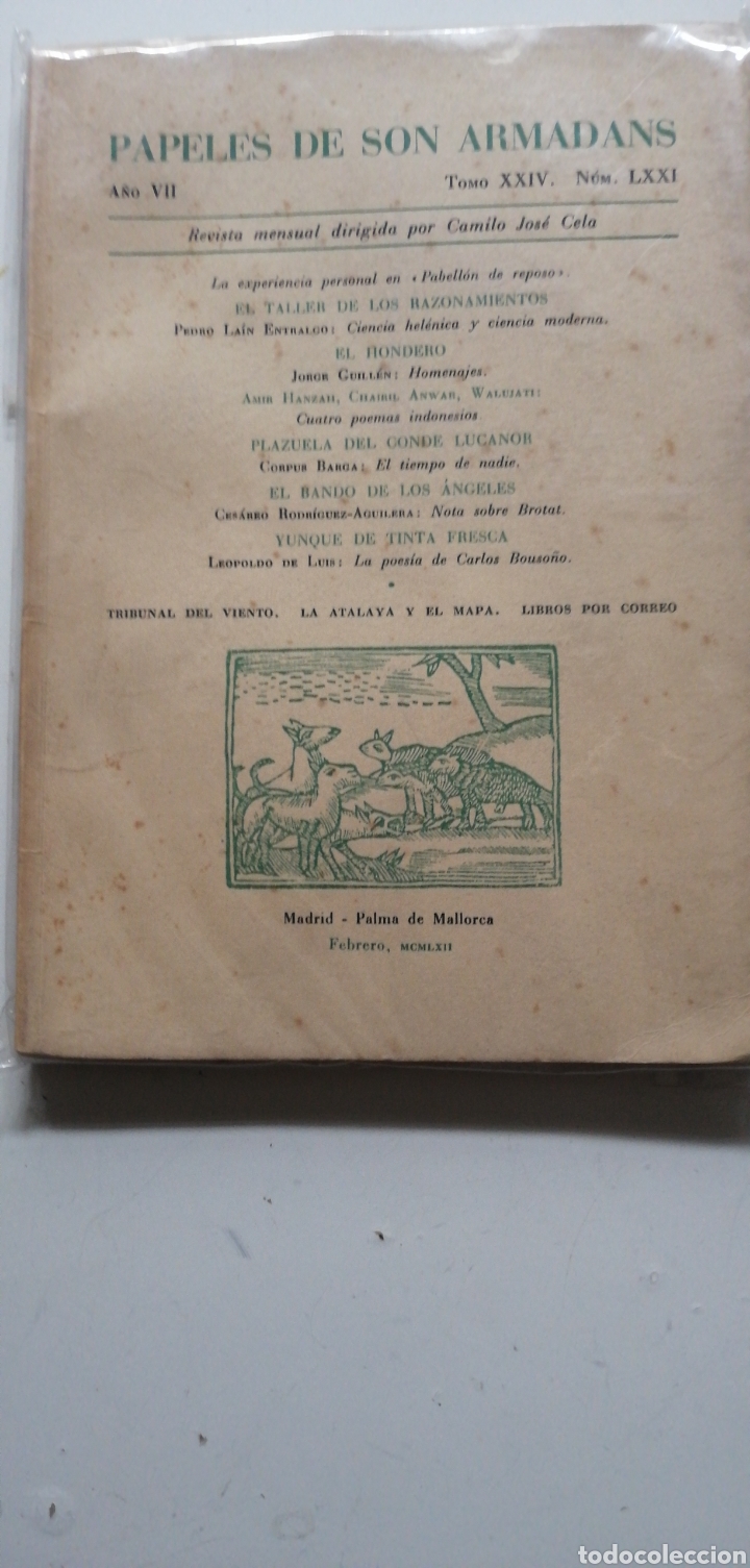 Collection Magazines and Newspapers: Papeles de Son Armadans - A&ntilde;o VII - 1962 - Num. LXXI, LXXII, LXXIV, LXXVIII Revista dirigida por C