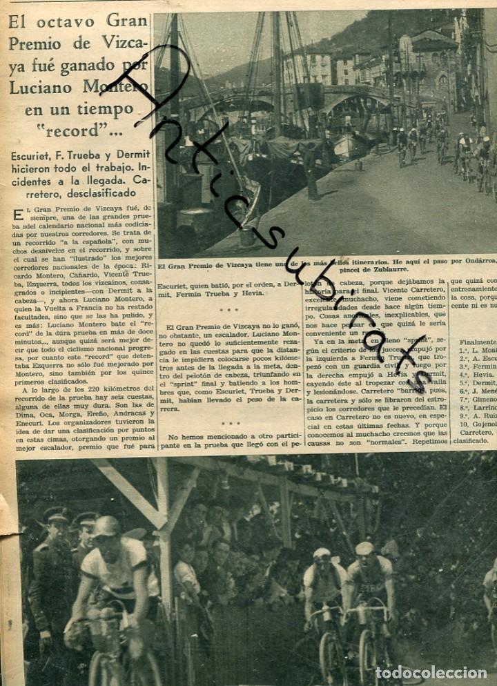 Coleccionismo de Revistas y Peri&oacute;dicos: REVSITA A&Ntilde;O 1934 GRAN PREMIO DE VIZCAYA CICLISMO LUCIANO MONTERO ESCURIET TRUEBA DERMIT CARRETERO