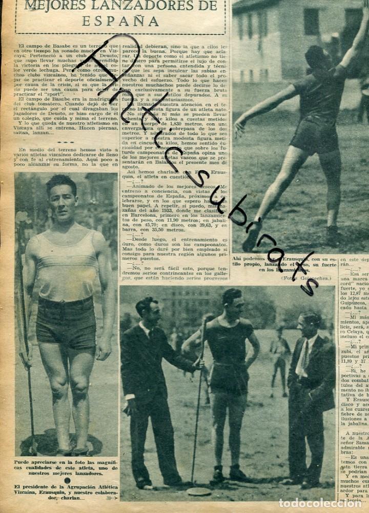 Coleccionismo de revistas y peri&oacute;dicos: REVISTA 1935 LANZADOR DE JABALINA PESO ERAUSQUIN FUTBOL DE SALAMANCA CICLISTA FAUSTINA VALLADOLID
