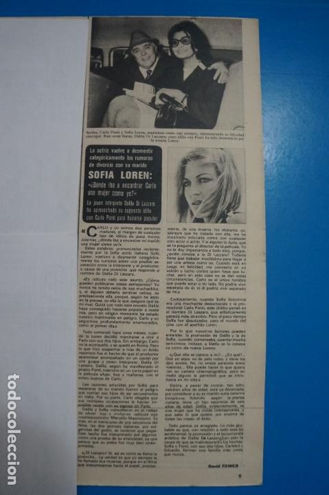 Coleccionismo de Revistas y Peri&oacute;dicos: RECORTE CLIPPING DE SOFIA LOREN REVISTA SEMANA N&ordm; 1840 PAG. 9 L1
