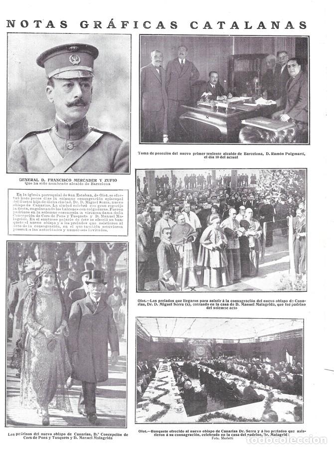 Coleccionismo de Revistas y Peri&oacute;dicos: 1923 HOJA REVISTA GERONA OLOT OBISPO D. MIGUEL SERRA PADRINOS MANUEL MALAGRIDA Y CONCEPCI&Oacute;N DE CORS