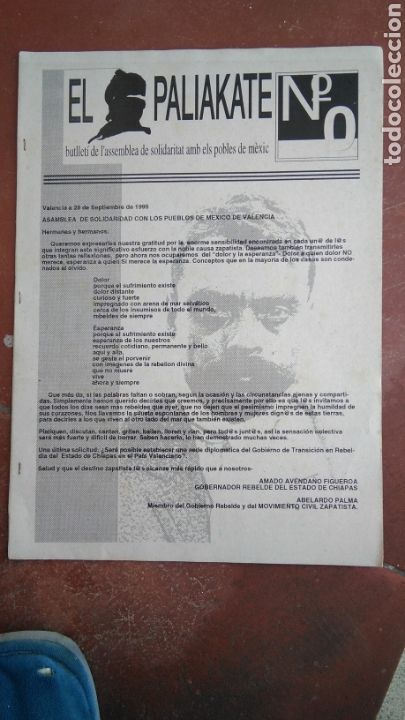 Coleccionismo de Revistas y Peri&oacute;dicos: El paliakate N. 0 , solidaritat amb els pobles de M&eacute;xico 1995 revuelta zapatista , mejico
