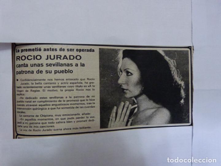 Coleccionismo de Revistas y Peri&oacute;dicos: RECORTE CLIPPING DE ROCIO JURADO REVISTA SEMANA N&ordm; 1836 PAG. 83 PAG. 38 L3