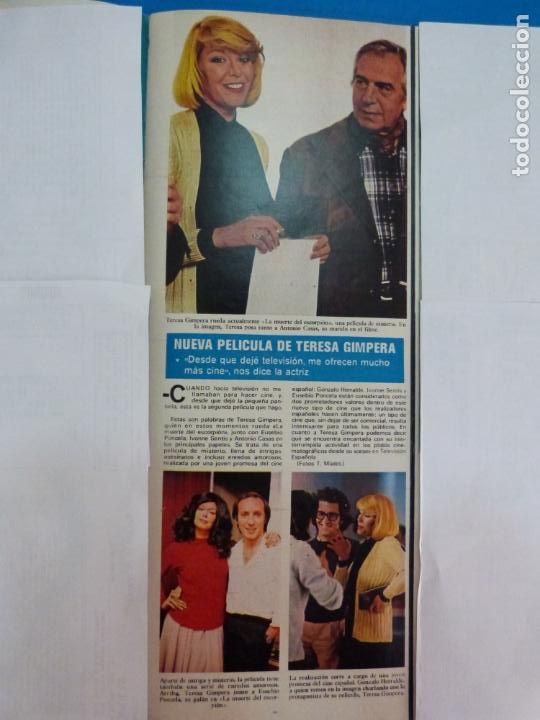 Coleccionismo de Revistas y Peri&oacute;dicos: RECORTE CLIPPING DE TERESA GIMPERA ACTRIZ REVISTA SEMANA N&ordm; 1831 PAG. 39 L4