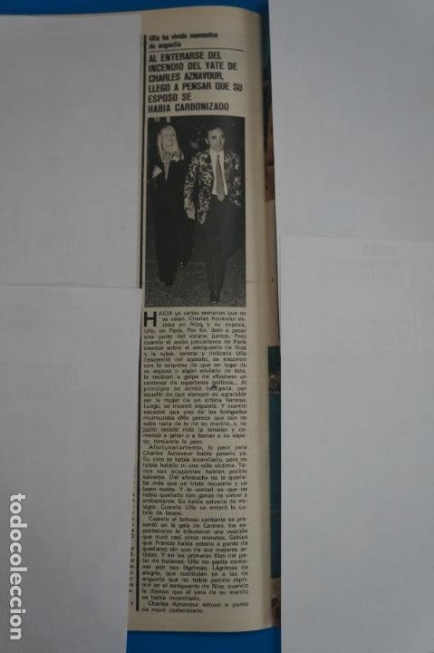 Coleccionismo de Revistas y Peri&oacute;dicos: RECORTE CLIPPING DE ULLA Y CHARLES AZNAVOUR REVISTA SEMANA N&ordm; 1697 PAG. 46 L6