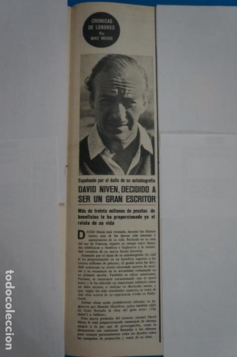 Coleccionismo de Revistas y Peri&oacute;dicos: RECORTE CLIPPING DE DAVID NIVEN REVISTA SEMANA N&ordm; 1697 PAG. 39 L6