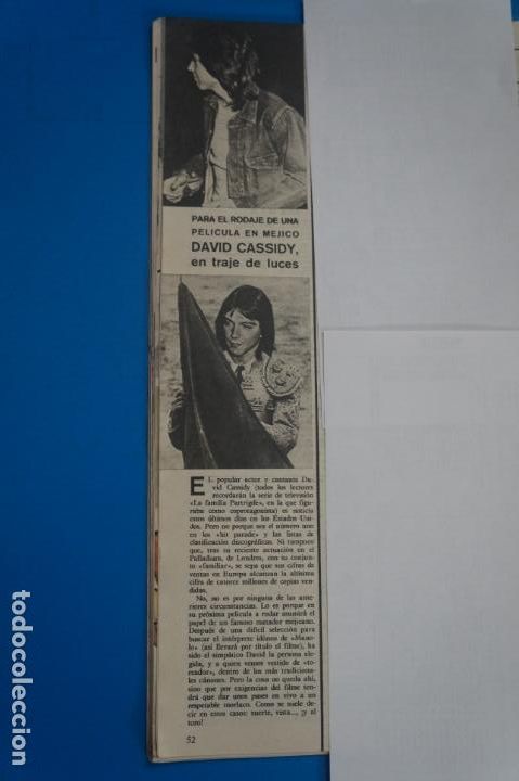 Coleccionismo de Revistas y Peri&oacute;dicos: RECORTE CLIPPING DE DAVID CASSIDY REVISTA SEMANA N&ordm; 1699 PAG. 52 L6