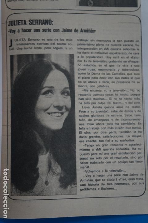 Coleccionismo de Revistas y Peri&oacute;dicos: RECORTE CLIPPING DE JULIETA SERRANO REVISTA SEMANA N&ordm; 1699 PAG. 39 L6