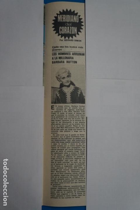 Coleccionismo de Revistas y Peri&oacute;dicos: RECORTE CLIPPING DE BARBARA HUTTON REVISTA SEMANA N&ordm; 1699 PAG. 35 L6