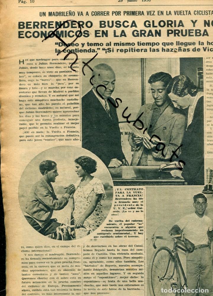 Coleccionismo de Revistas y Peri&oacute;dicos: REVISTA A&Ntilde;O 1936 BERRENDERO JOSE ORDIERES PIN FUTBOL SPORTING DE GIJON ESTADIO MARTIRICOS MALAGA