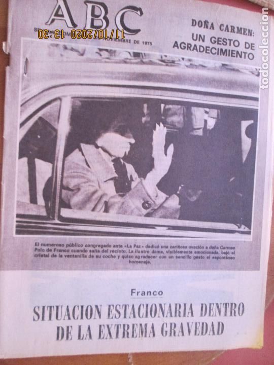 Sammeln von Zeitschriften und Zeitungen: ABC DIARIO SEVILLA - 16-11-1975 FRANCO SITUACION ESTACIONARIA - DO&Ntilde;A CARMEN AGRADECIMIENTO