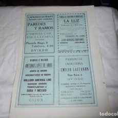 Coleccionismo de Revistas y Periódicos: PUBLIC CONSERVAS LA LUZ NOREÑA/FARMACIA EMILIO CASTAÑON OVIEDO, .HOJA GUIA ASTURIAS EN LA MANO 1925. Lote 224786340