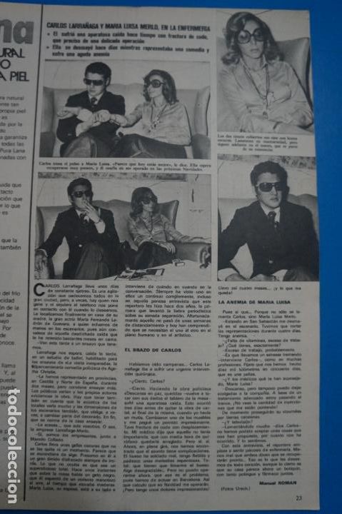 Coleccionismo de Revistas y Peri&oacute;dicos: RECORTE CLIPPING DE CARLOS LARRA&Ntilde;AGA Y MARIA LUISA MERLO REVISTA SEMANA N&ordm; 1705 PAG. 23 L7