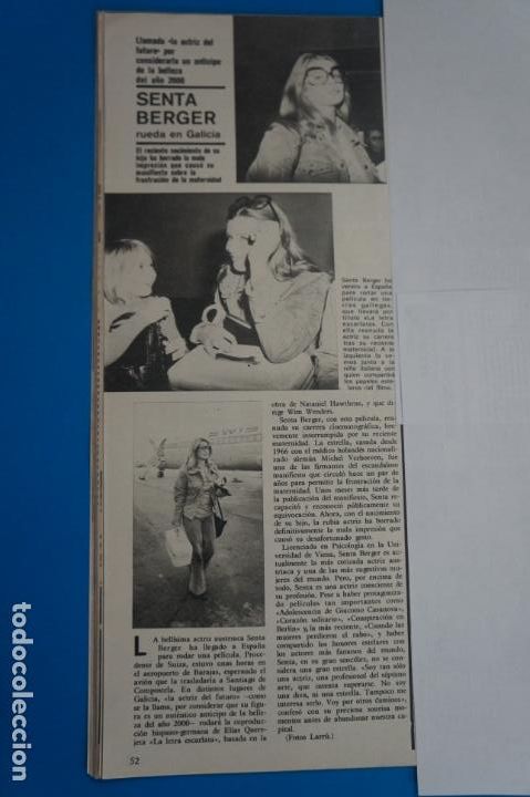 Coleccionismo de Revistas y Peri&oacute;dicos: RECORTE CLIPPING DE SENTA BERGER REVISTA SEMANA N&ordm; 1701 PAG. 52 L7