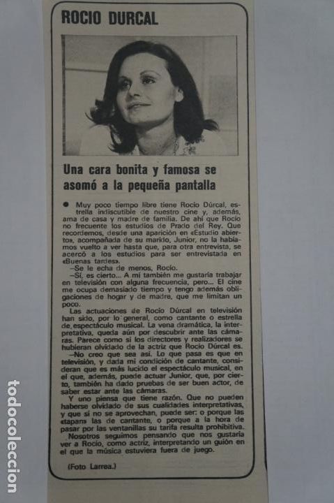Coleccionismo de Revistas y Peri&oacute;dicos: RECORTE CLIPPING DE ROCIO DURCAL REVISTA SEMANA N&ordm; 1701 PAG. 43 L7