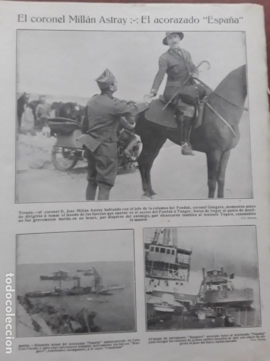 Coleccionismo de revistas y peri&oacute;dicos: OPERACION CORONEL MILLAN ASTRAY ACORAZADO ESPA&Ntilde;A TETUAN CONTRATO TORERO BELMONTE ZURITO GANDIA 1924