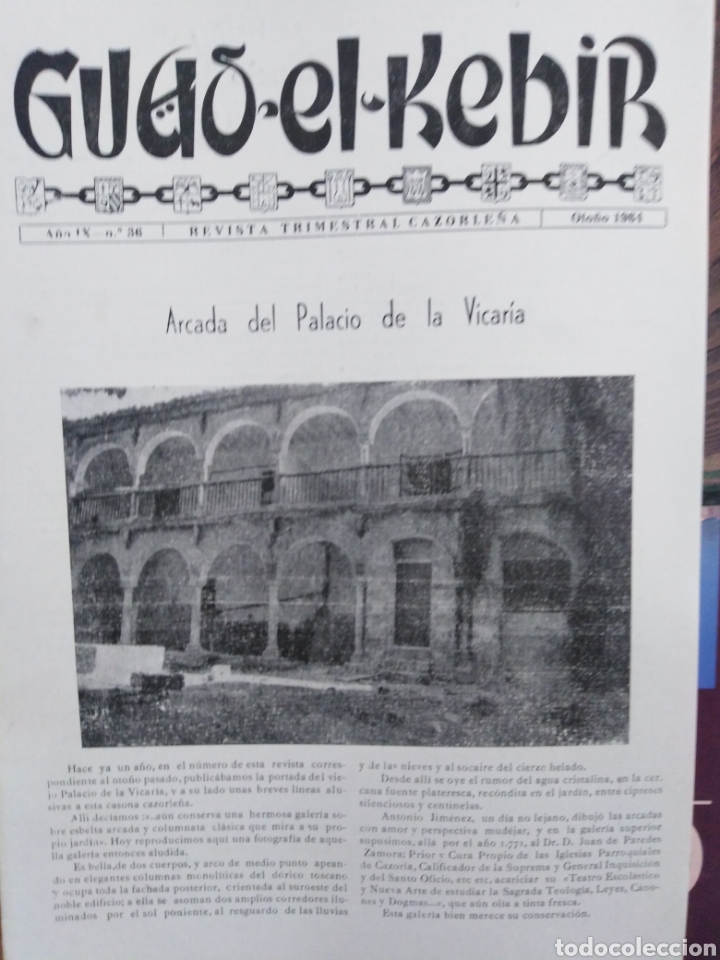 Collection Magazines and Newspapers: GUAD EL KEBIR-REVISTA TRIMESTRAL CAZORLE&Ntilde;A-N&deg;36 A&Ntilde;O IX OTO&Ntilde;O 1964