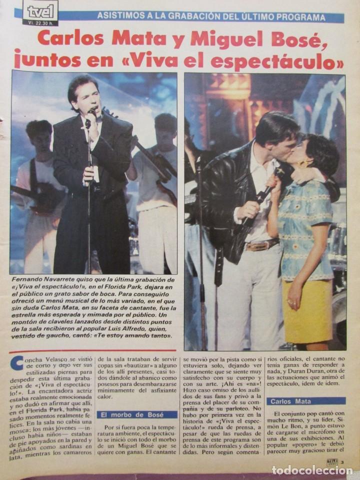 Coleccionismo de Revistas y Peri&oacute;dicos: RECORTE REVISTA TELE INDISCRETA N&ordm; 284 1990 CARLOS MATA Y MIGUEL BOS&Eacute;. PORTADA Y 3 PGS
